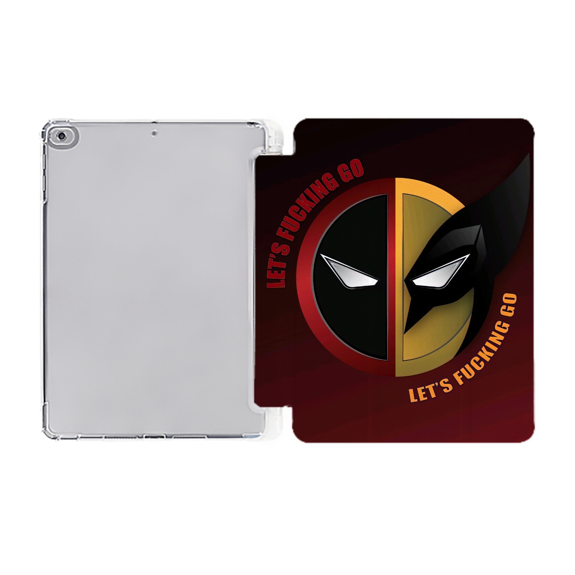 （画像用） Deadpool デッドプール IPad ケース ペン収納付き 三つ折りスタンド PUレザー×シリコン 対応機種9.5/10.5/10.9インチ